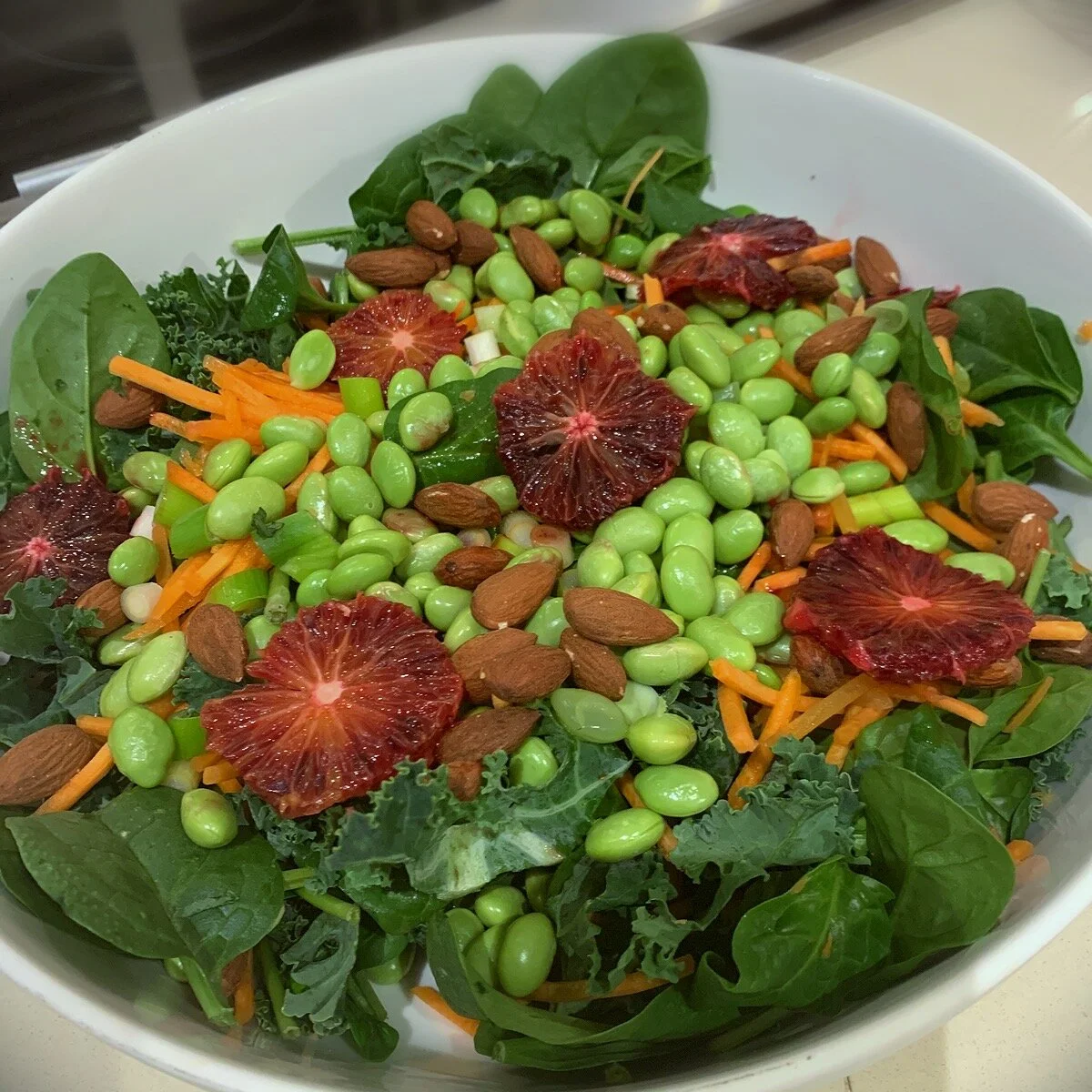 Kale and Edamame Orange Miso Salad