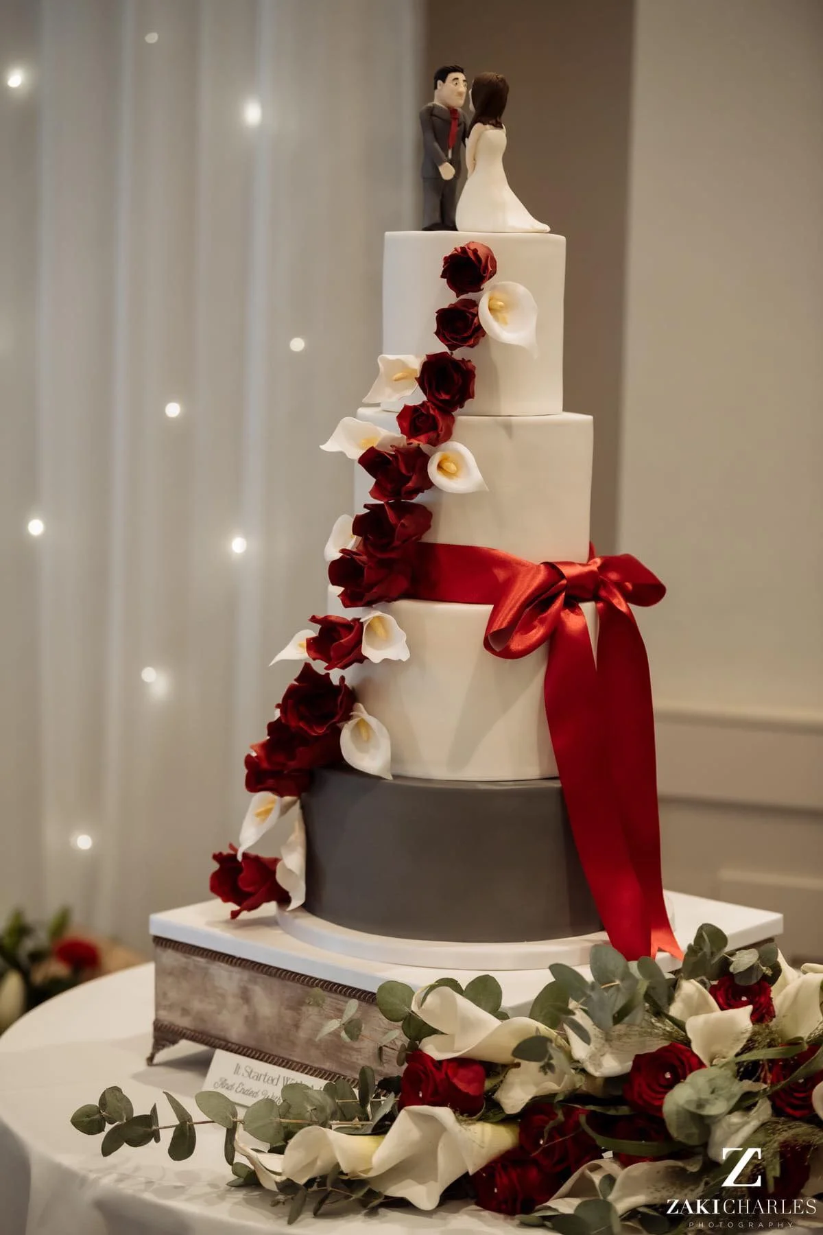 Lushlooking cakes grey and red wedding cake