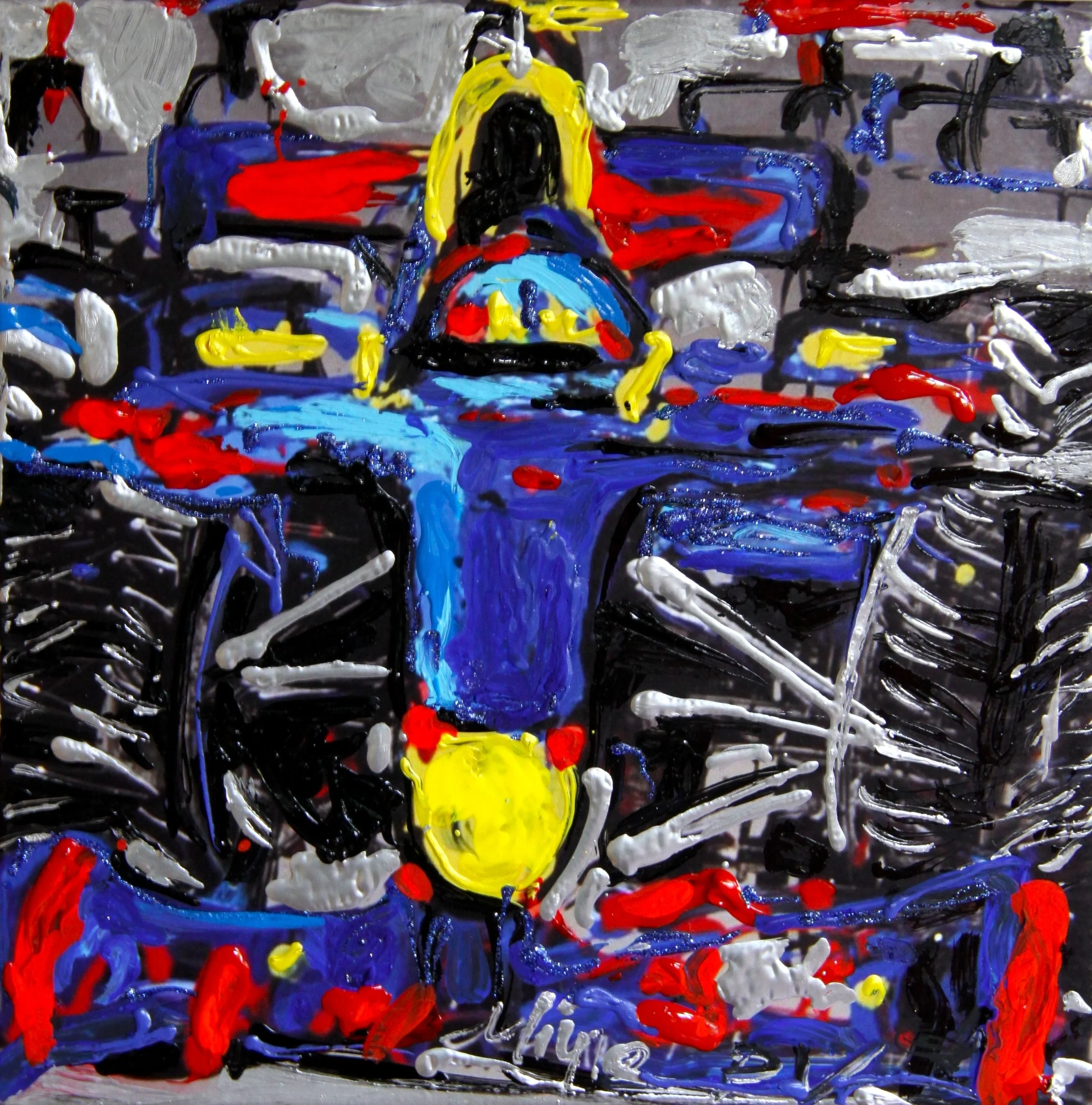 Mina Papatheodorou Valyraki F1 Blue Aluminum painting