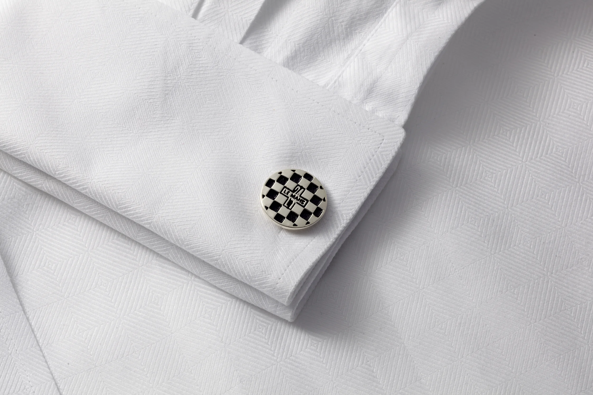 silver and black enamel cufflink french cuff shirt
