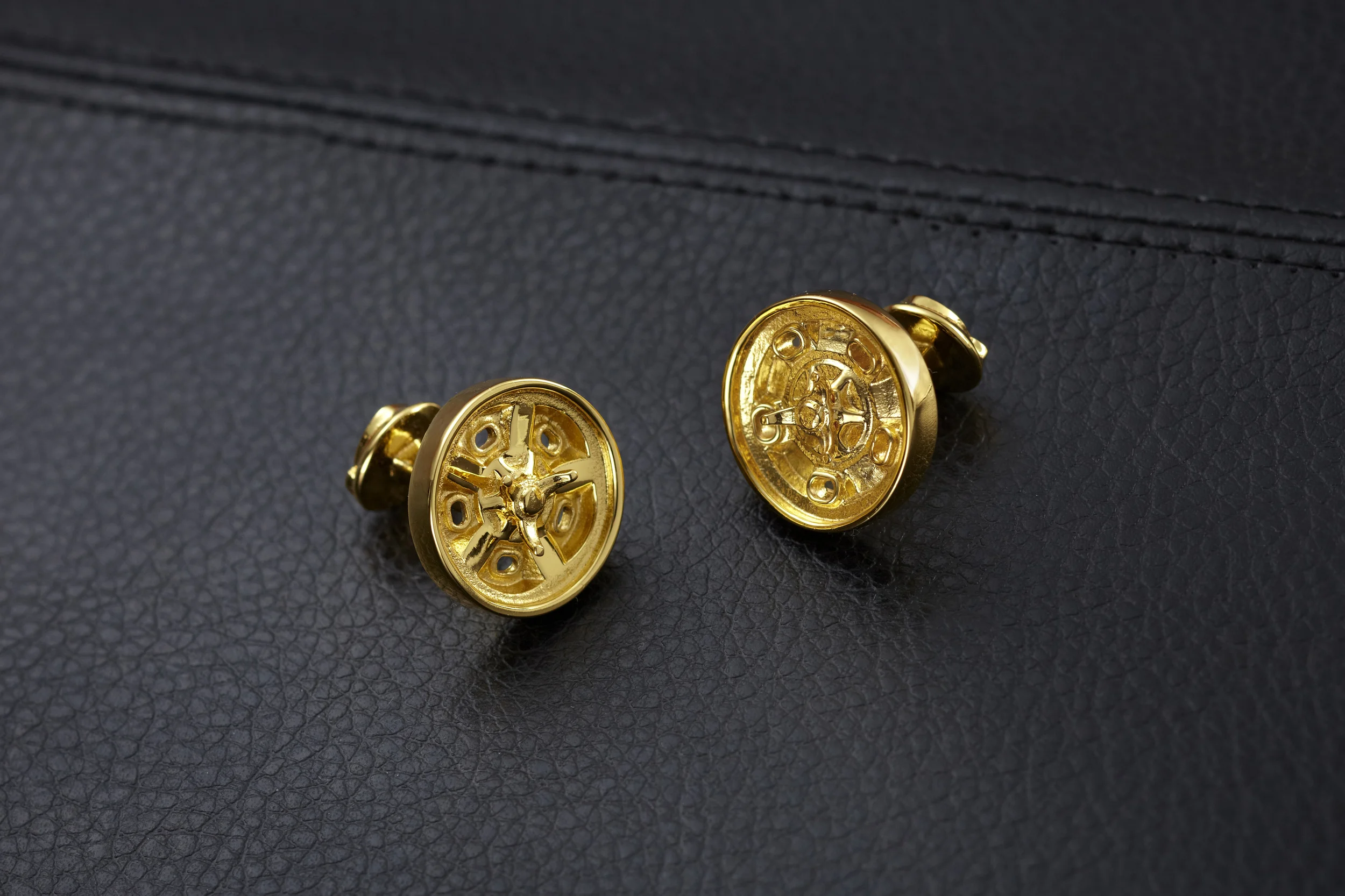 Watson Indy Roadster gold cufflinks on black