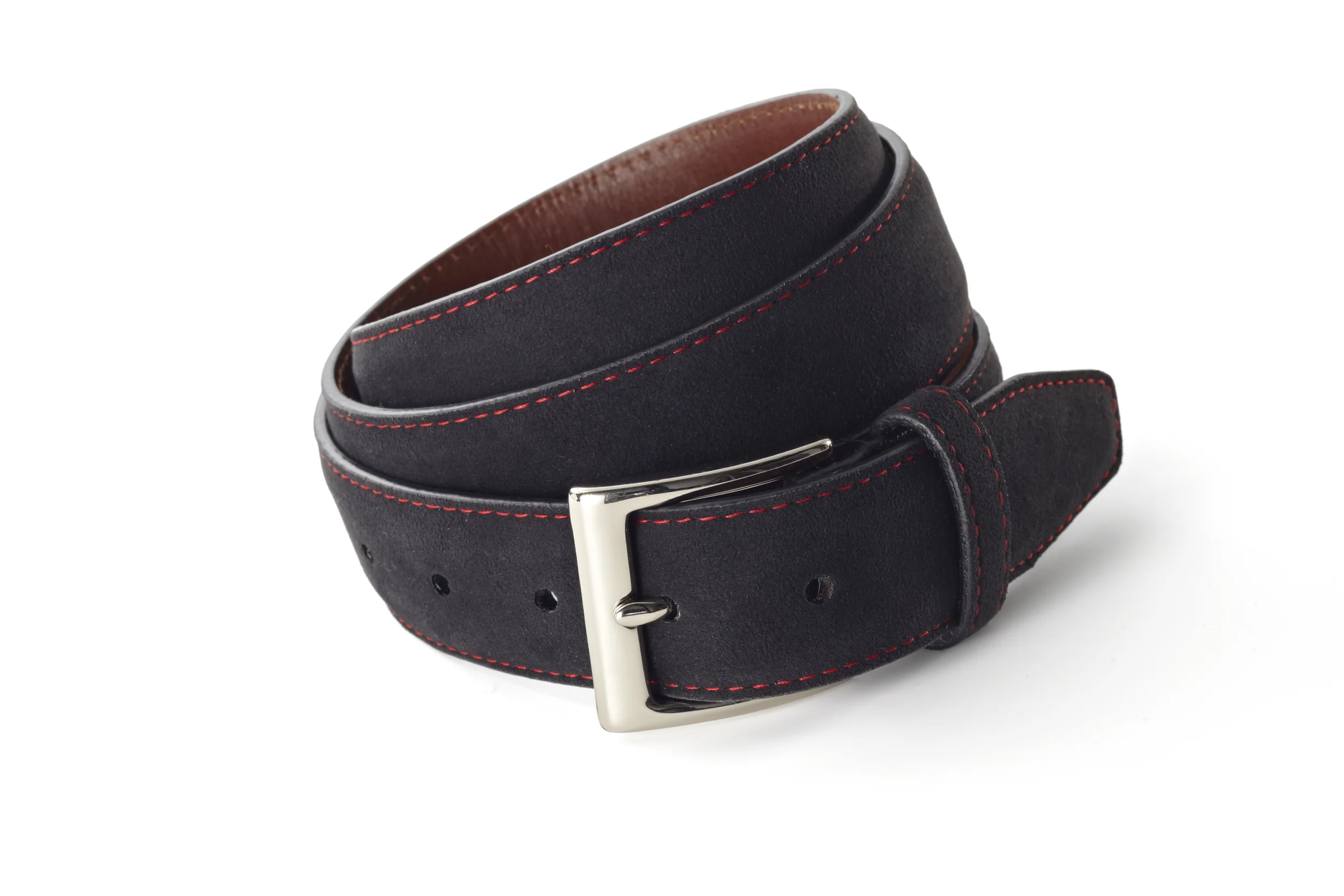 Alcantara Belt Black with Red Stitching