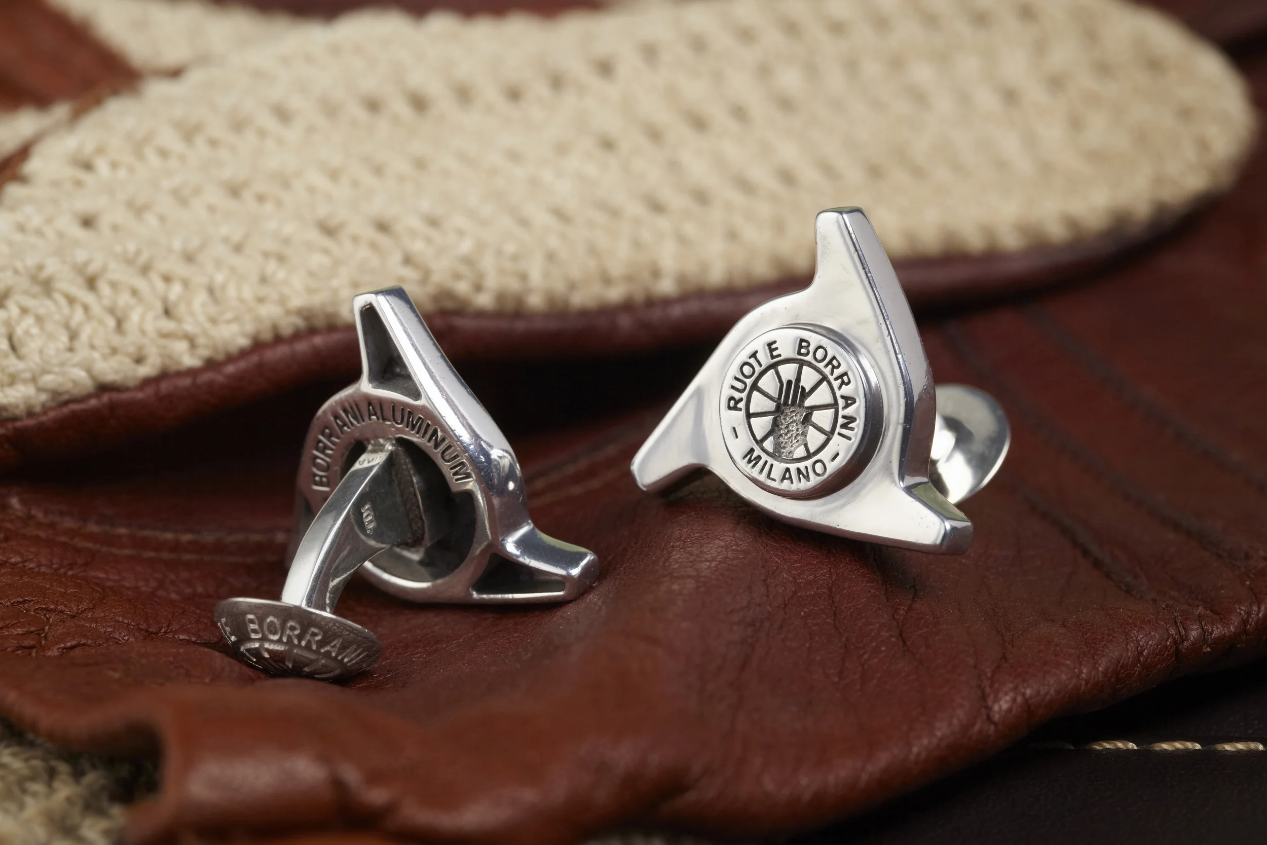 String back driving gloves Borrani cufflinks