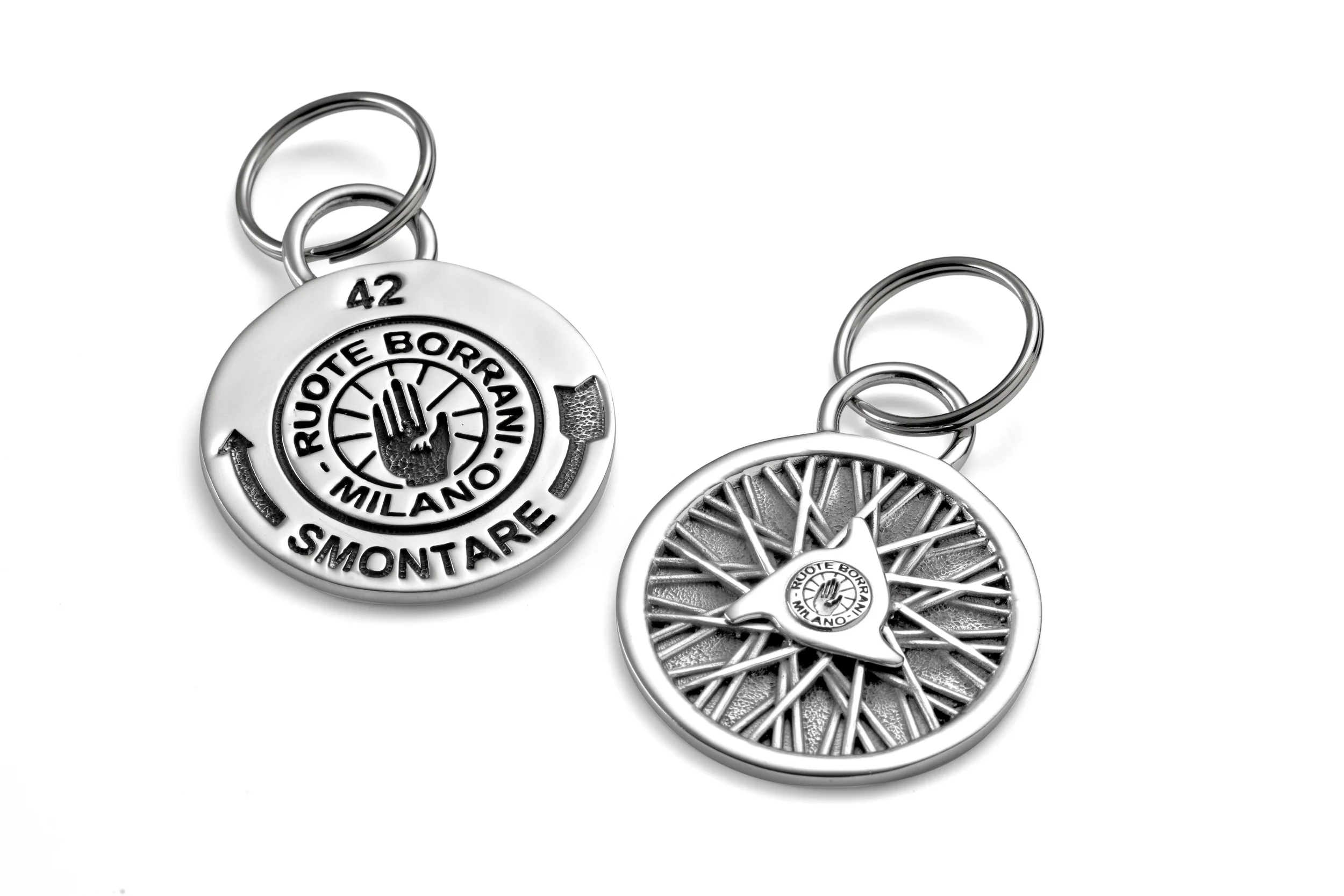 Copy of Borrani wire wheel key chain front and back