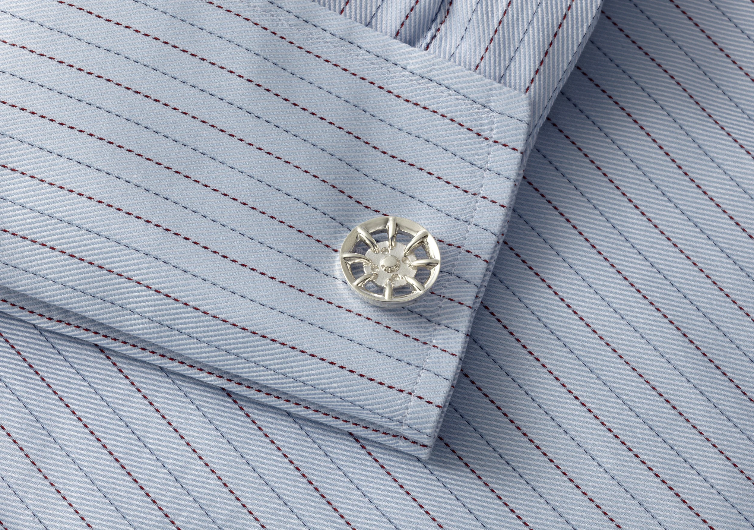Minilite silver cufflink french cuff shirt