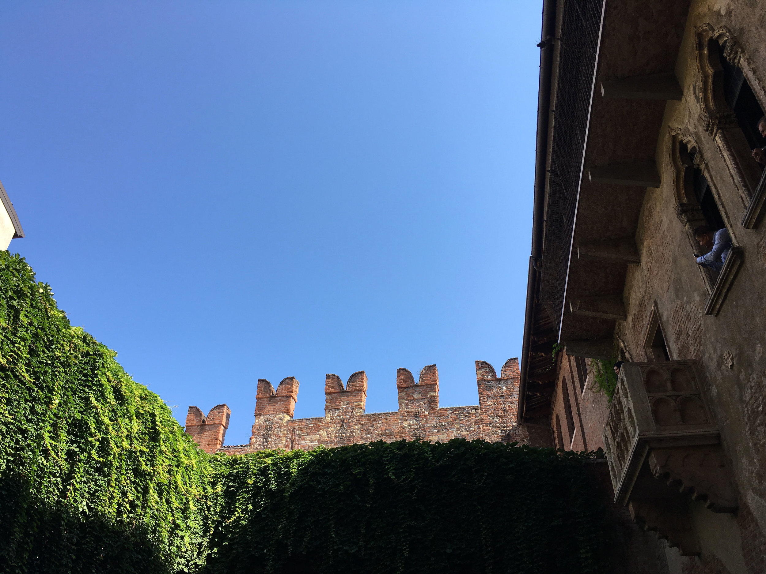 The balcony is on the right.