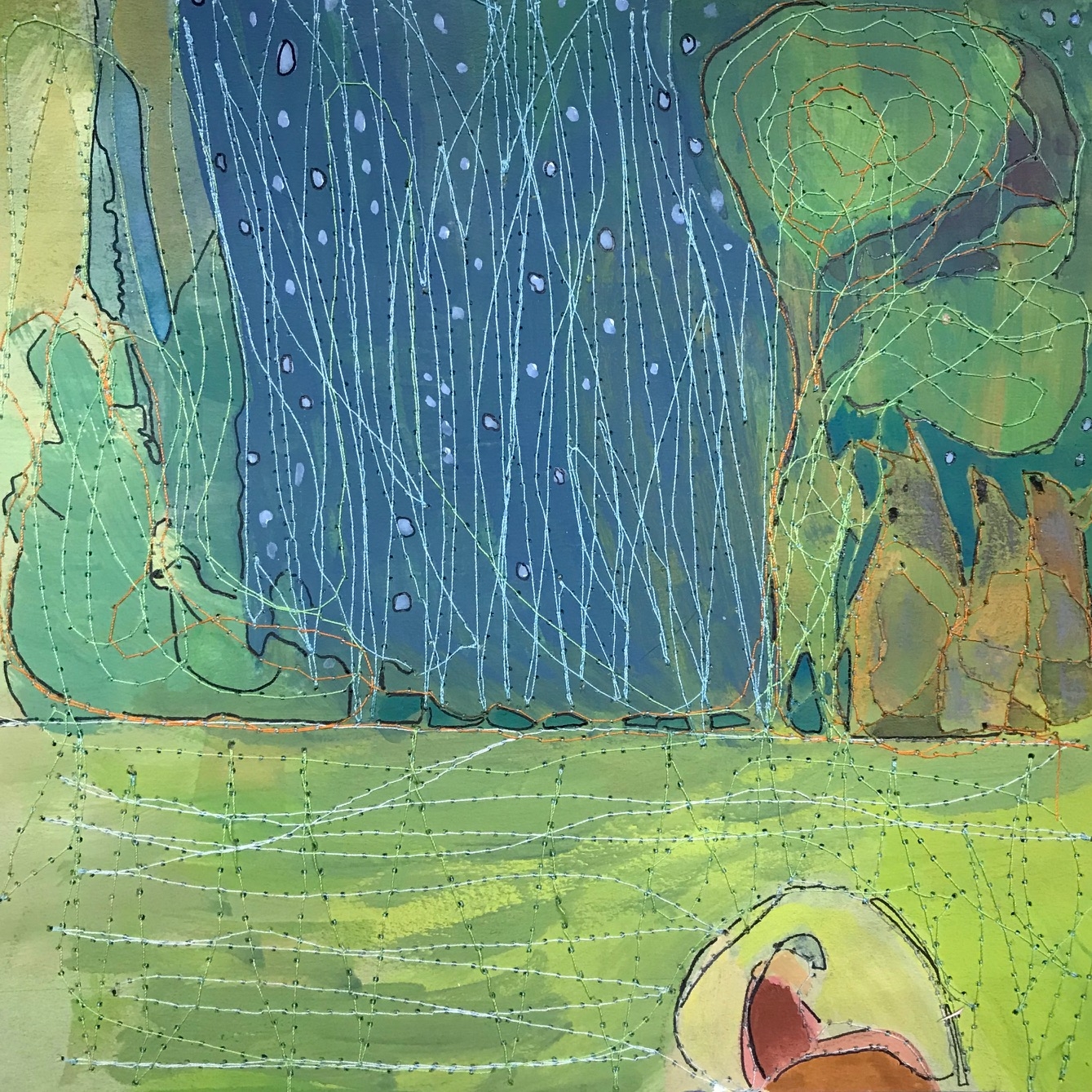 Wolf Dreams/ 8x8 Mixed media on paper SOLD