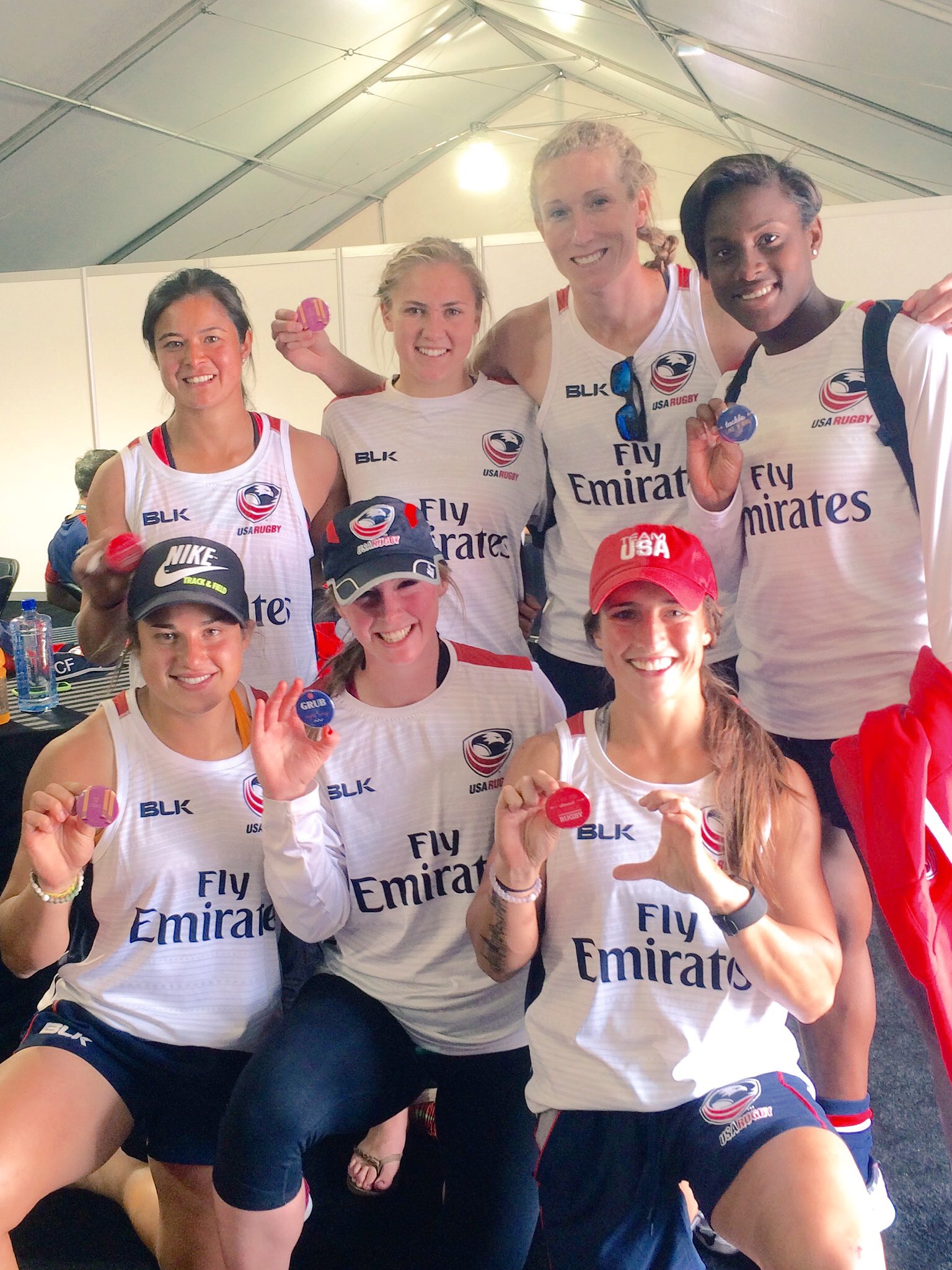 Our USA Women's 7s Eagles at Vegas 7s (Irene Gardner, Richelle Stephens, Carmen Farmer, Naya Tapper, Nicole Heavirland, Meya Bizer, Ryan Carlyle)