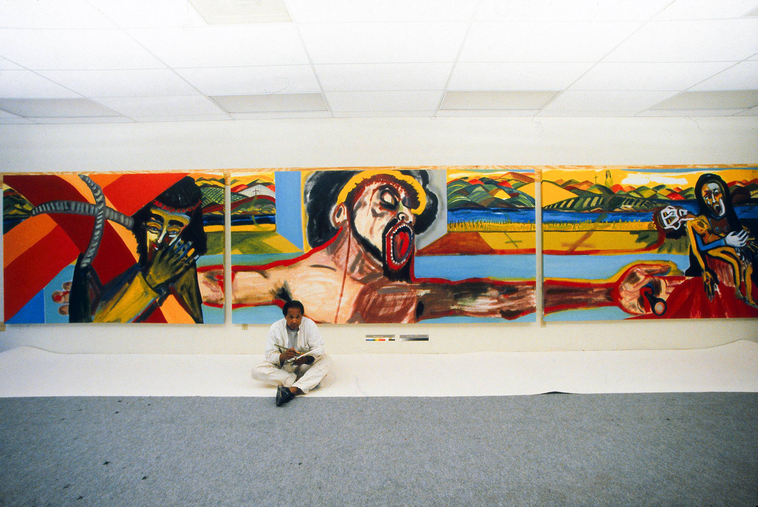  Frederick J. Brown in front of  Father Stretch Out My Hands , Studio West, Carefree, AZ, 1993 