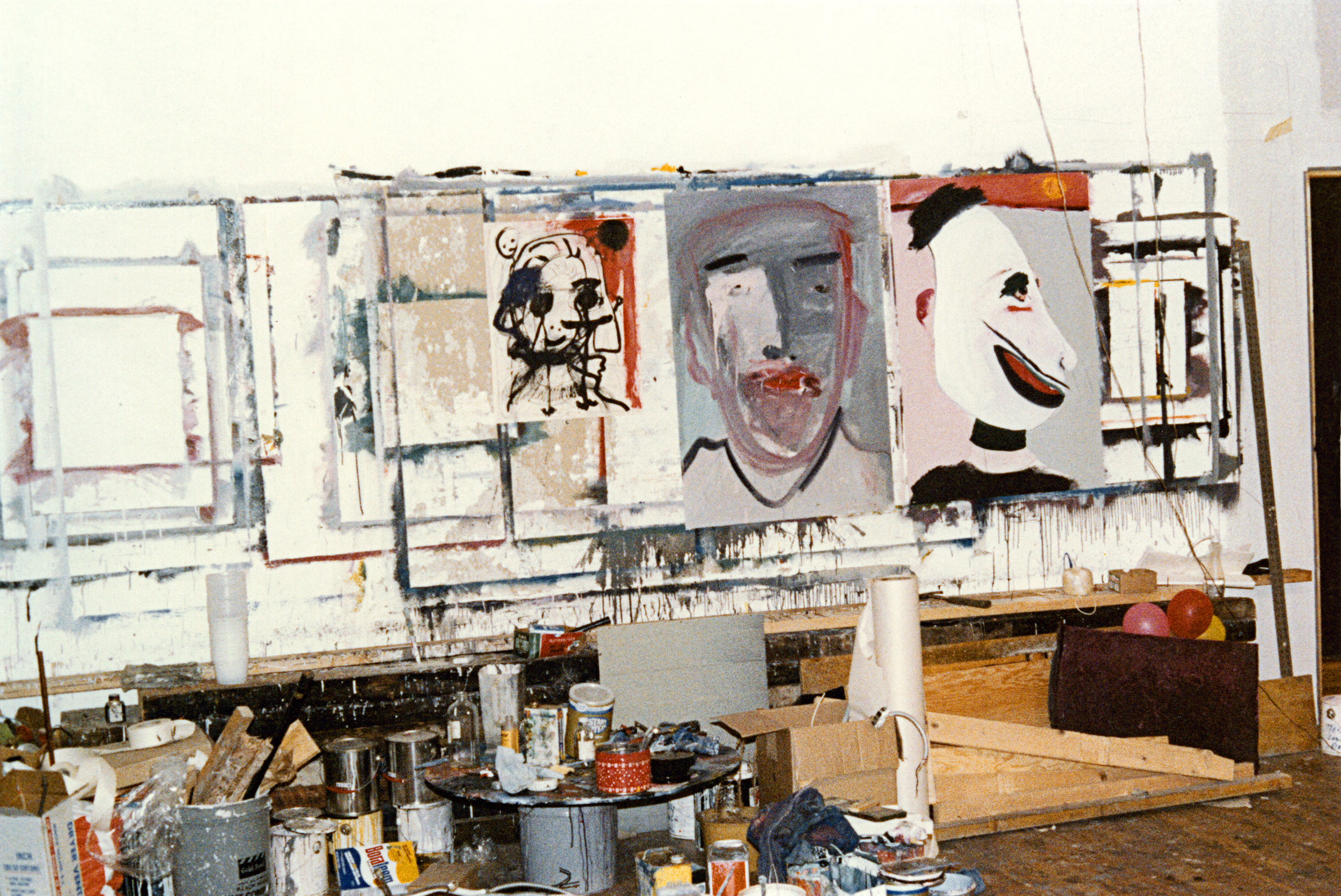  120 Wooster Street Loft Studio featuring untitled works and  The Clown  (left to right), 1977 