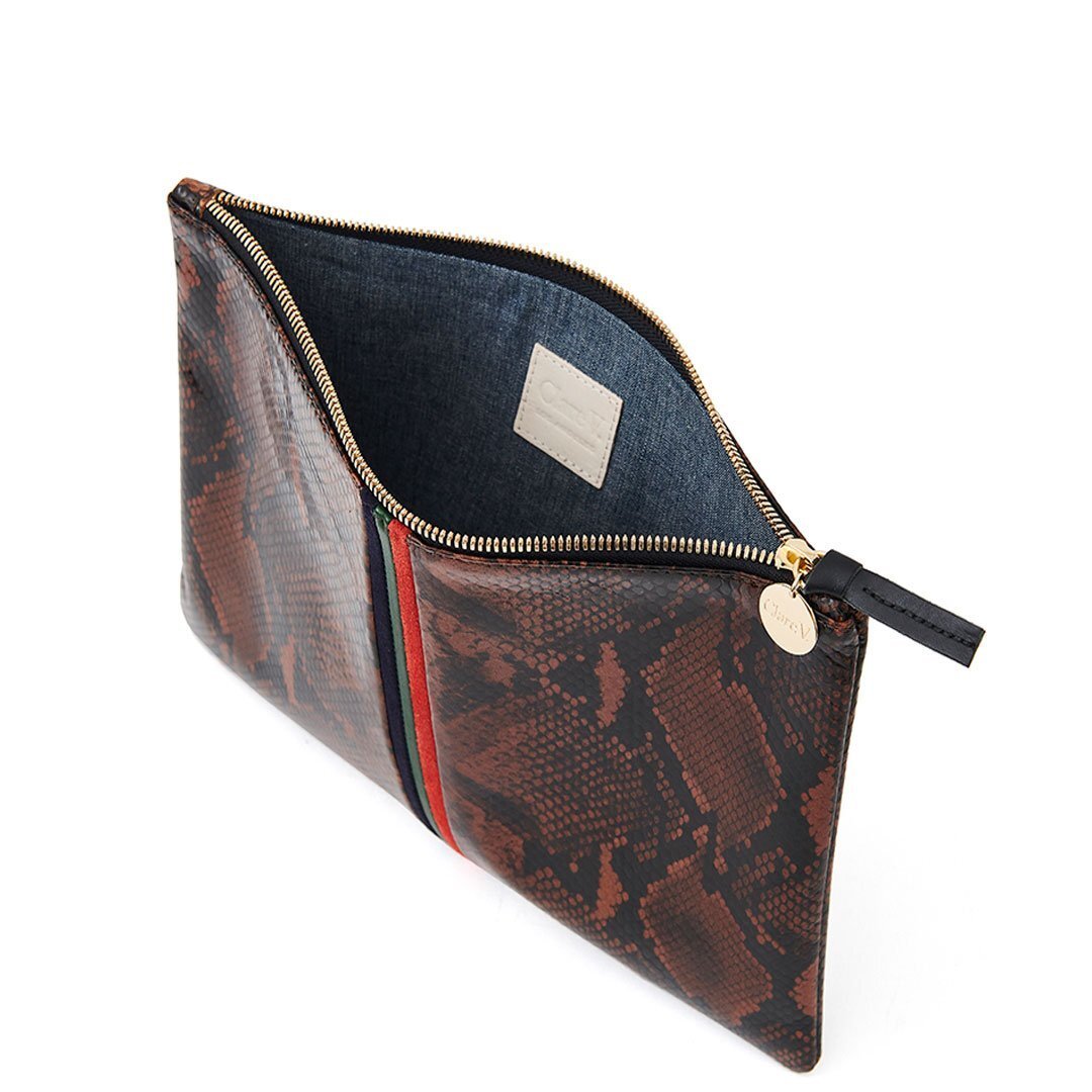 Flat-Clutch---Cocoa-Python-w-Navy-Evergreen-Red-Mini-Stripes----HB-CL-FL-100084-COCOA---Inside.jpg