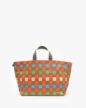 CLARE V. BATEAU TOTE - WOVEN NATURAL CHECKER - Loved Threads Consignment