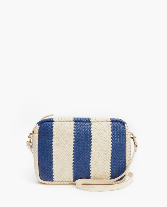 Clare V. Marisol Indigo & Cream Woven Racing Stripes