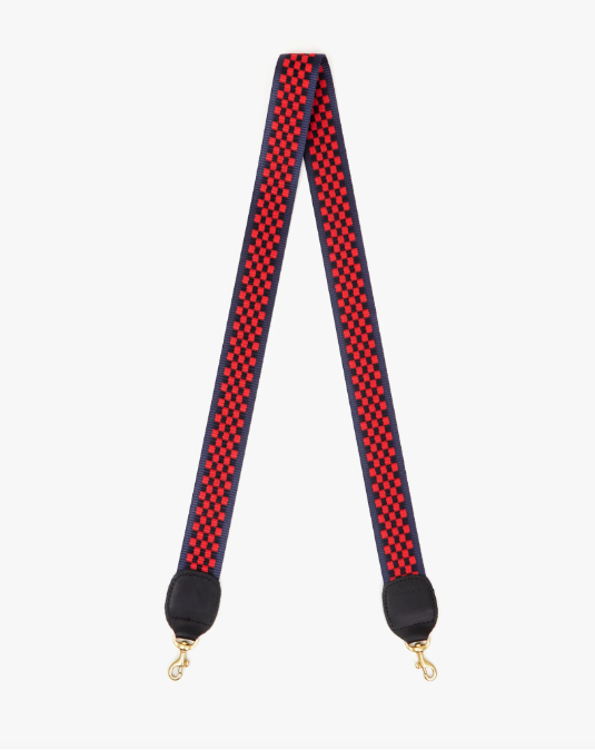 Clare V : Crossbody Strap : Navy & Red Checker — ALCHEMY MARIN display picture 1