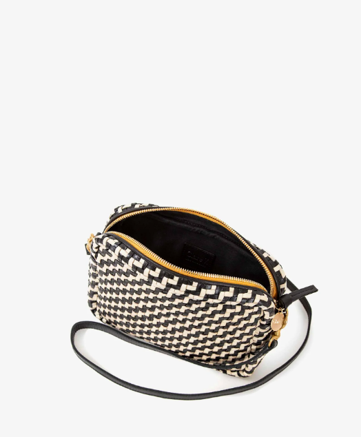 Clare V Midi Sac Black Cream Woven Zig Zag — ALCHEMY MARIN