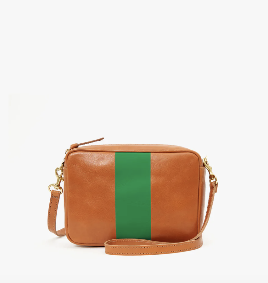 Clare V : Midi Sac : Tan w/ Green Stripe — ALCHEMY MARIN display picture 2