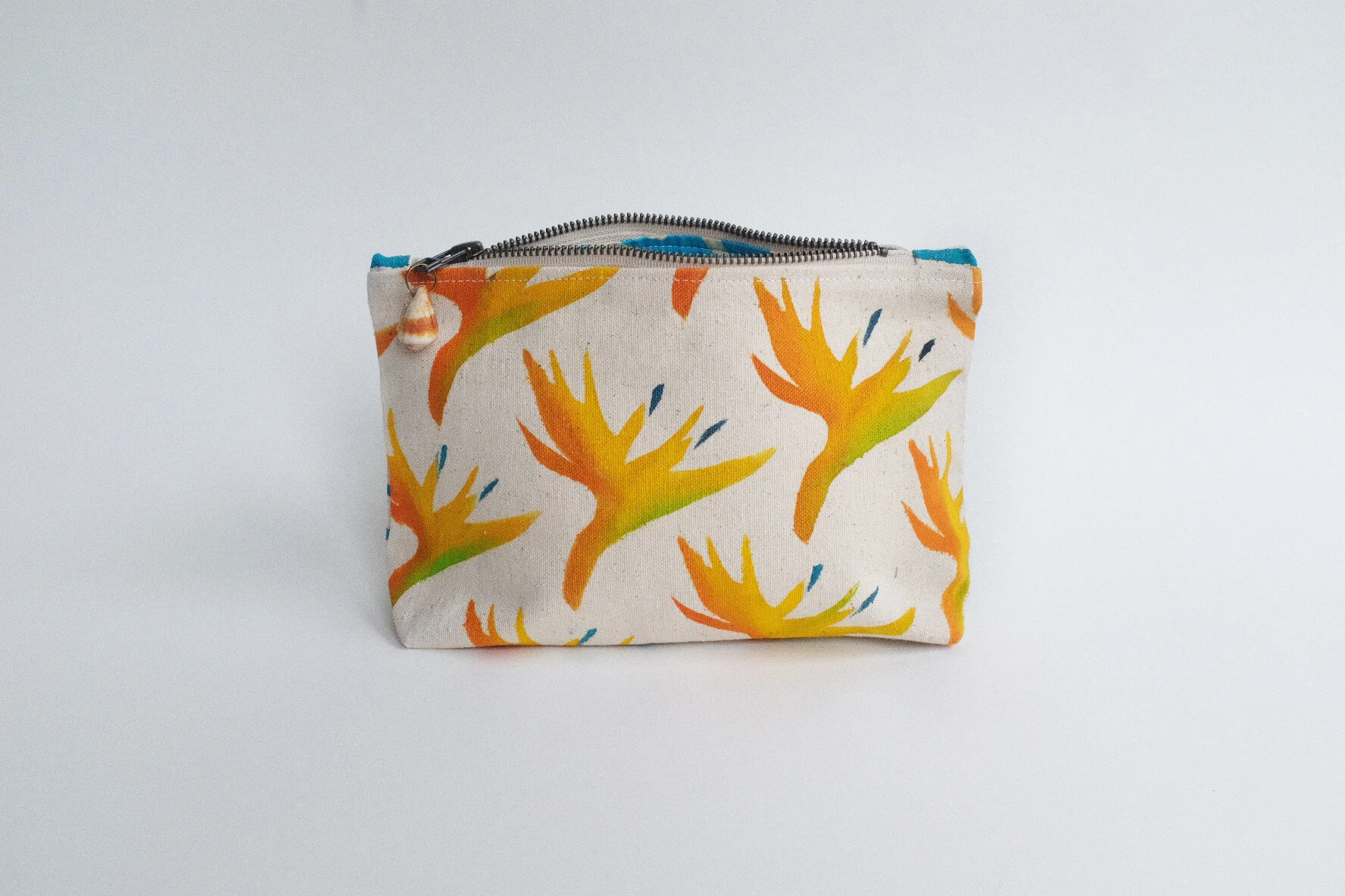 #003 bird of paradise/ stripe pouch