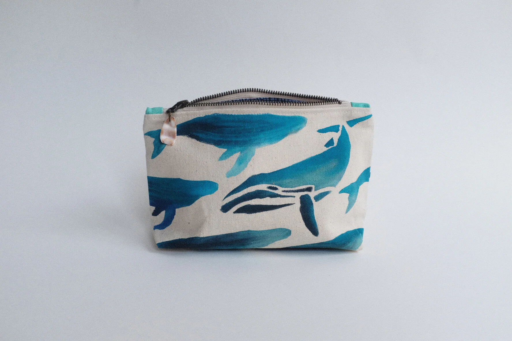 #012 whale/ wavy stripe pouch