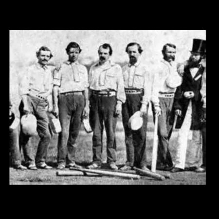 Early baseball days wearing straw hats