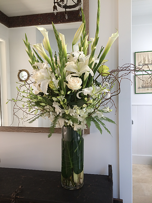 3. Tall Classic White and Green Arrangement (Copy)