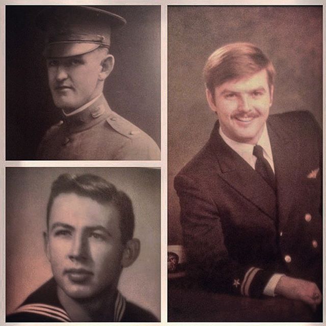 Lots of gratitude for these family members this Veteran&rsquo;s Day, and of the supportive others not pictured. 
Admission: I feel a tinge of guilt on these days that I didn&rsquo;t add another generation of service to the line of men pictured. But..