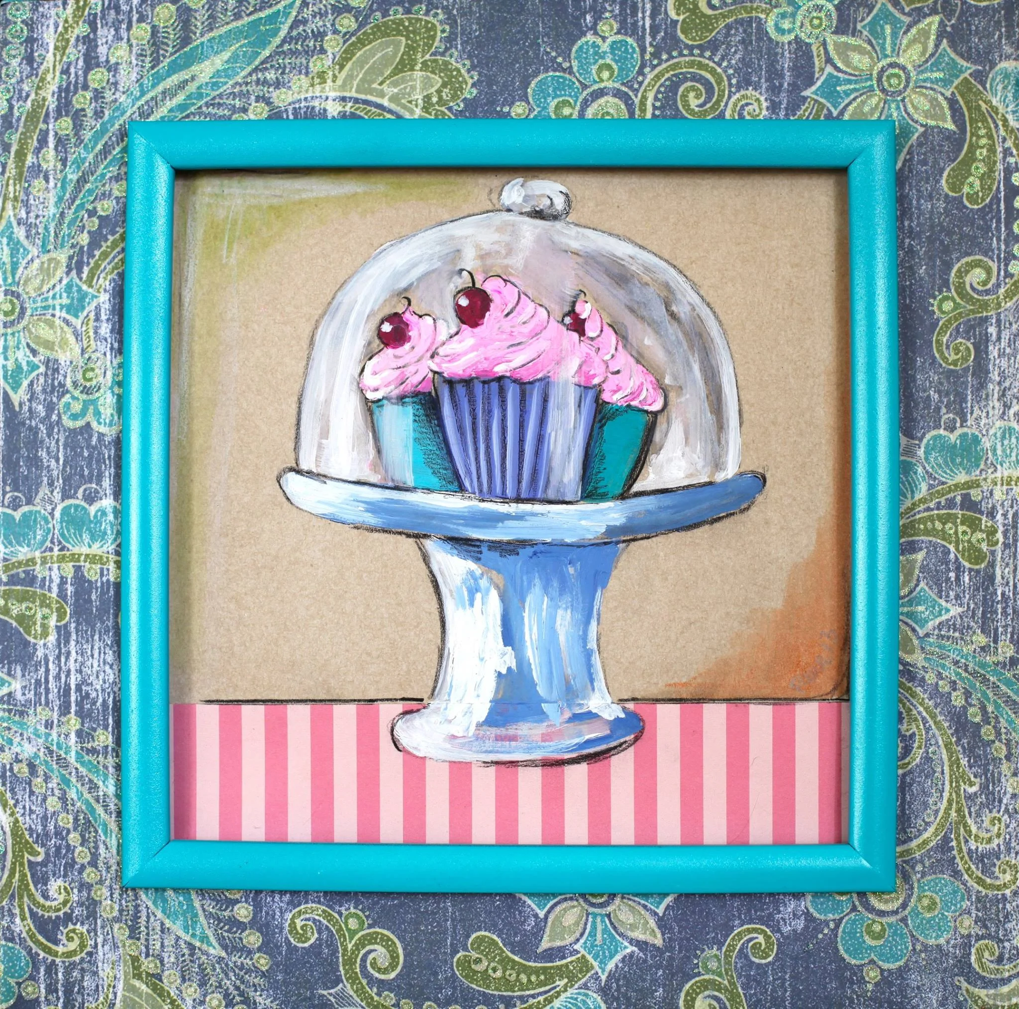 "Three Cakes" Acrylic on Paper.