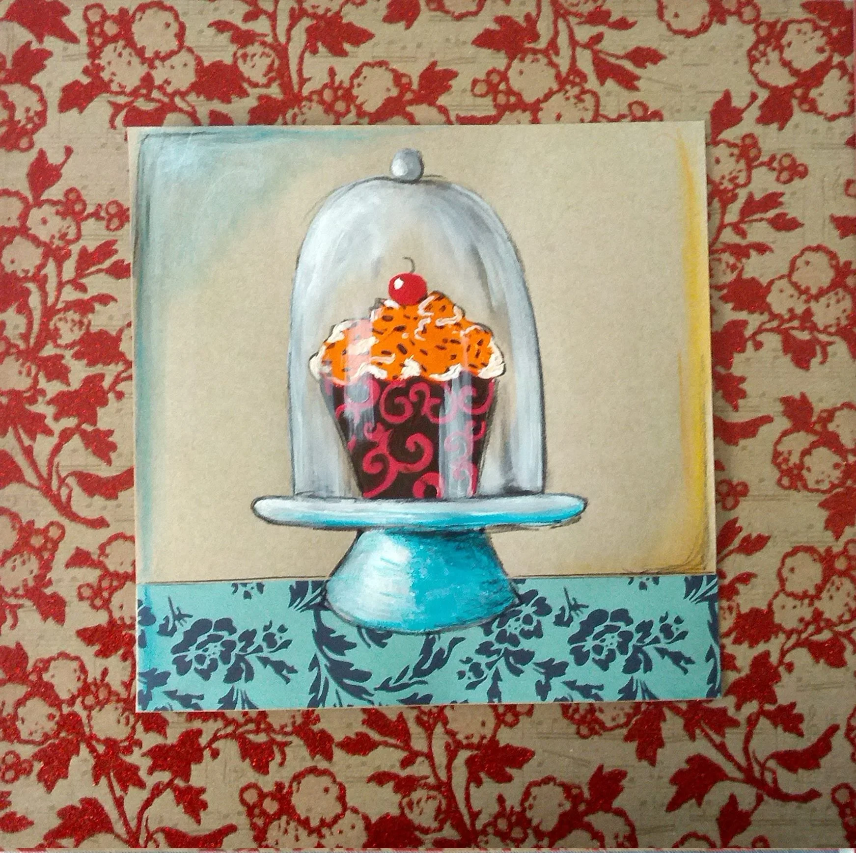 ""Orange cake" Acrylic on Paper.