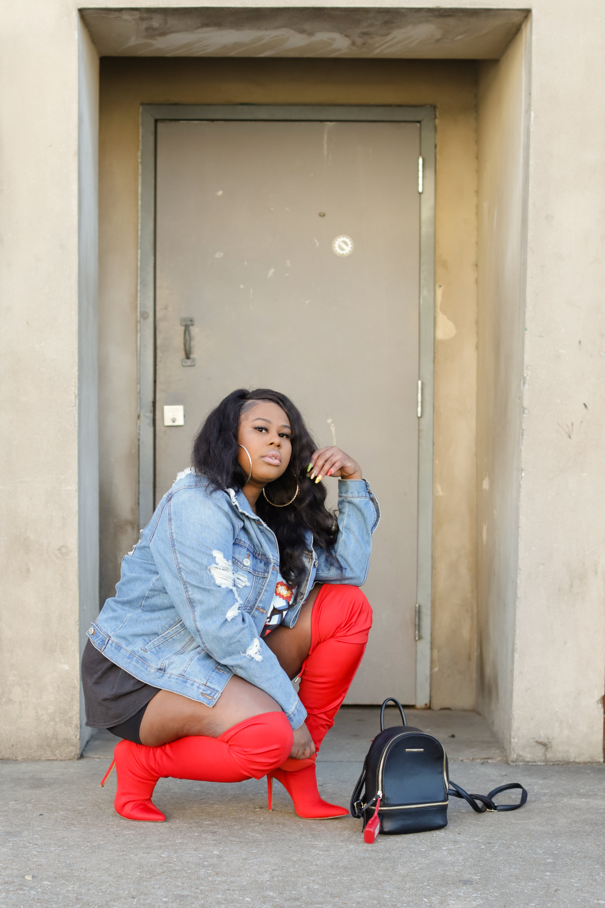 shirt dress thigh high boots