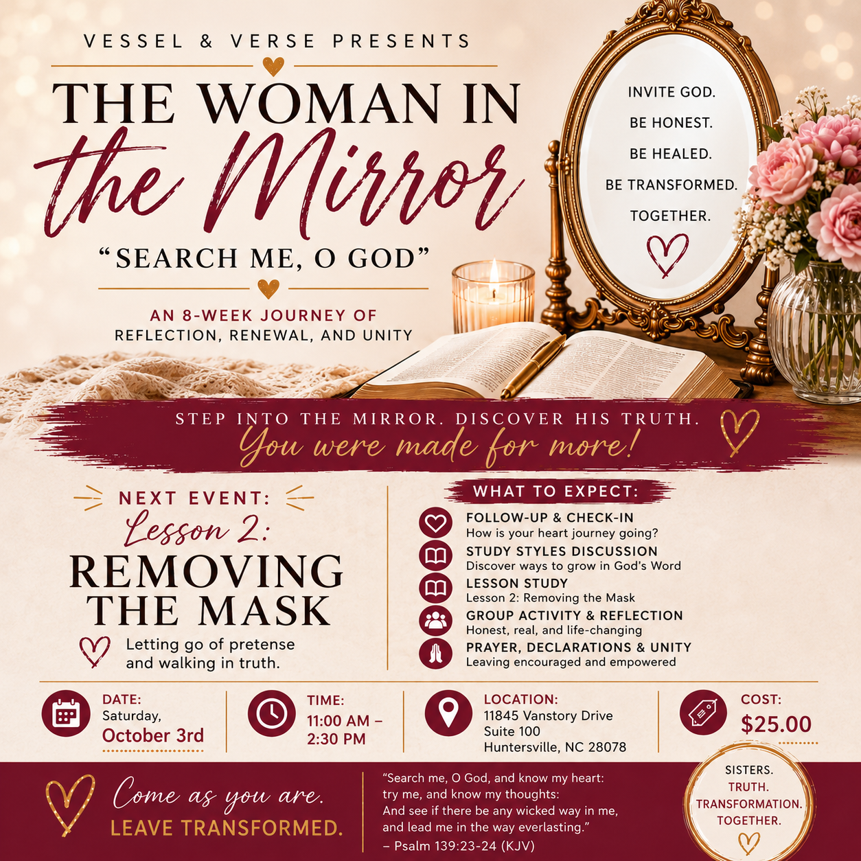 The Woman in the Mirror — Lesson 2: Removing the Mask A Vessel & Verse Heart-Work Gathering