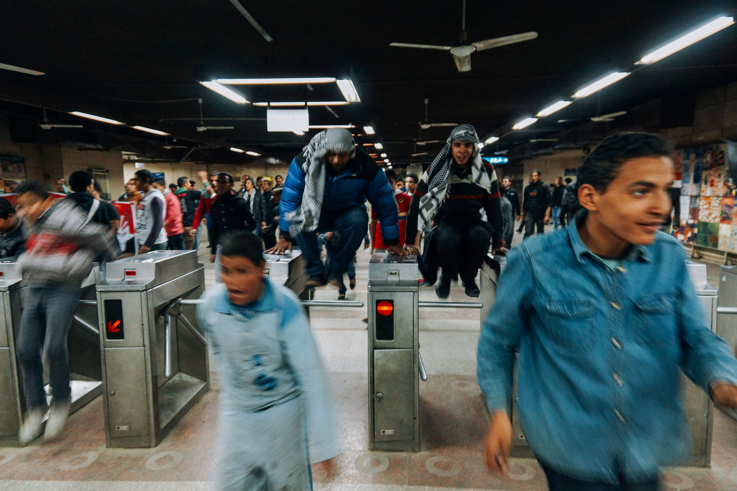 The breakdown of law is subtle at first. Cairo subway.