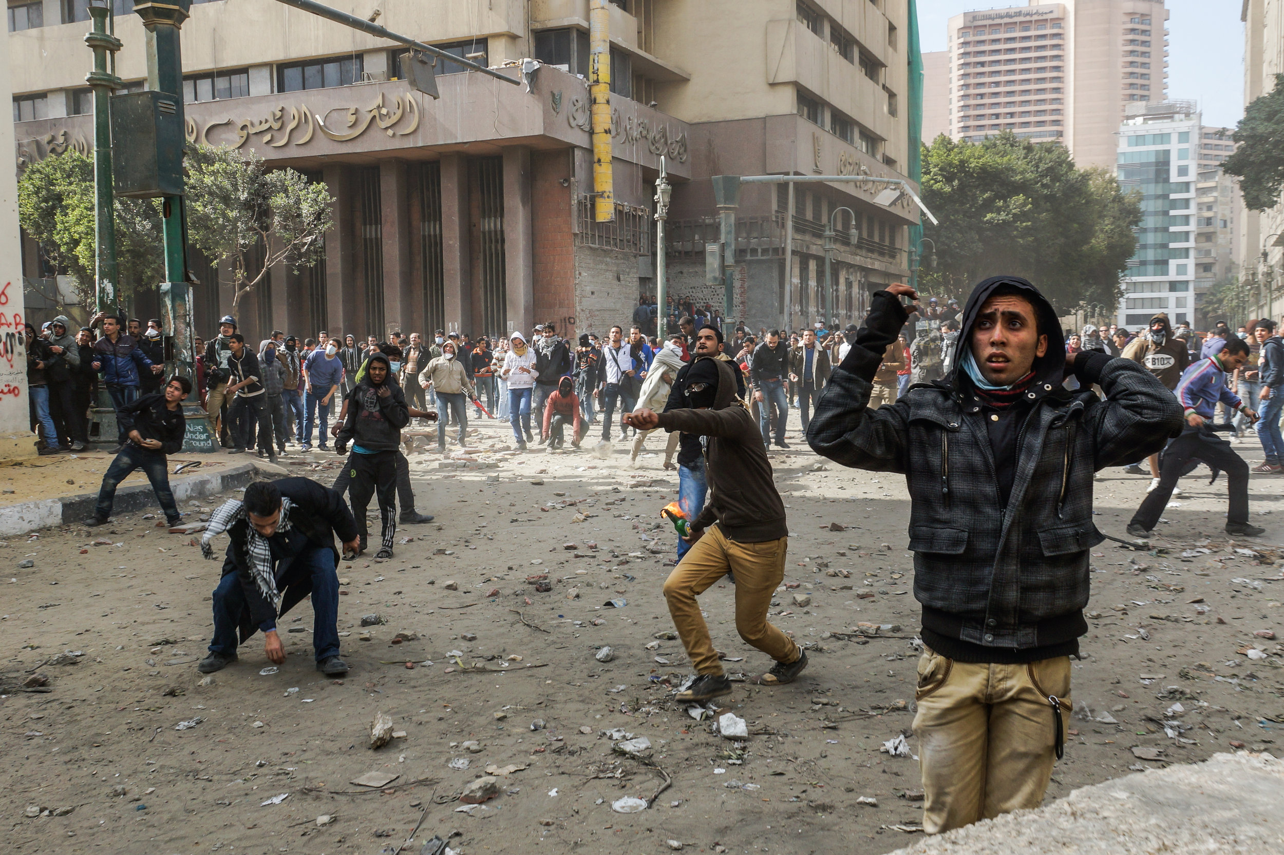 Egyptians engaged in major protests on the second anniversary of the 2011 revolution in Cairo, Egypt