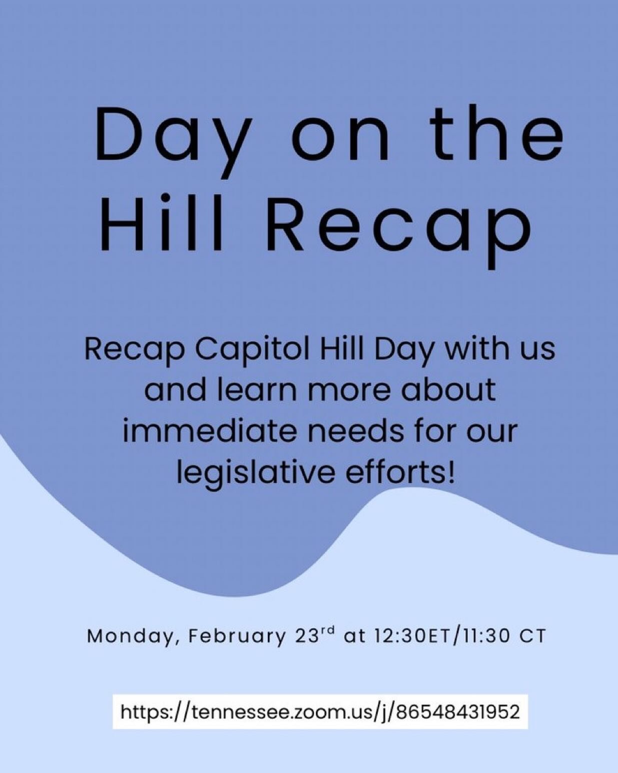 30 minutes!!! Join us TODAY at 12:30 ET/11:30 CT for a recap of Day on the Hill! Learn more about our legislation and ways you can help our legislation currently in the house! Use the link below to join the zoom! We&rsquo;ll see you soon! 

Link: htt