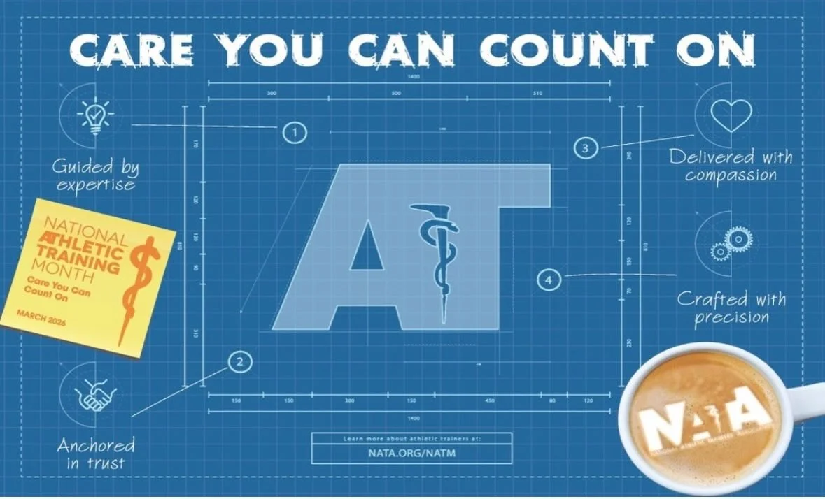 March is National Athletic Trainer Month! A month to celebrate, reflect, and look ahead to the future! Follow us along all month long as we celebrate this great profession! 🤍 #careyoucancounton #nata #tats #natm #athletictraining