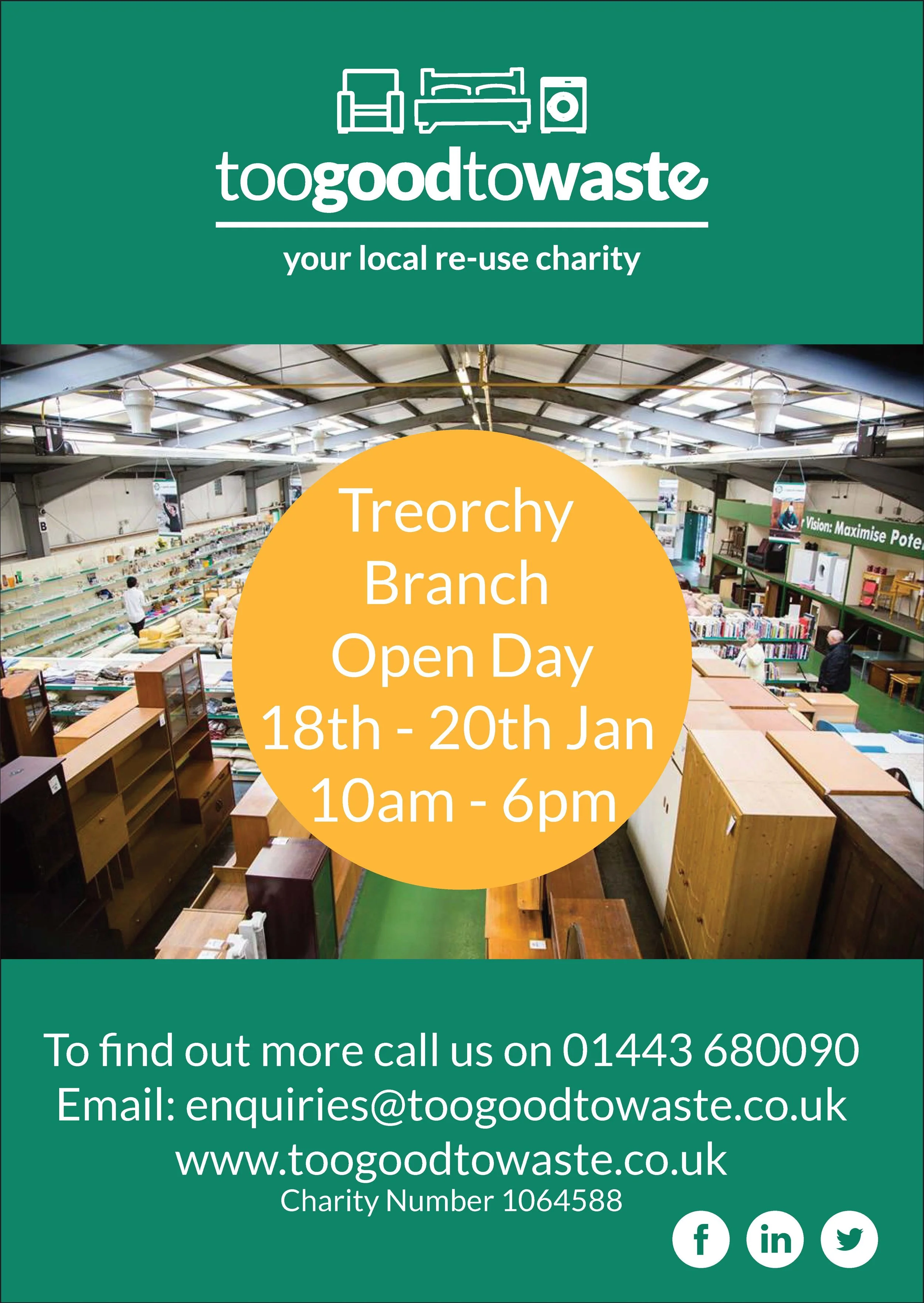 Treorchy Branch Open — toogoodtowaste second hand furniture