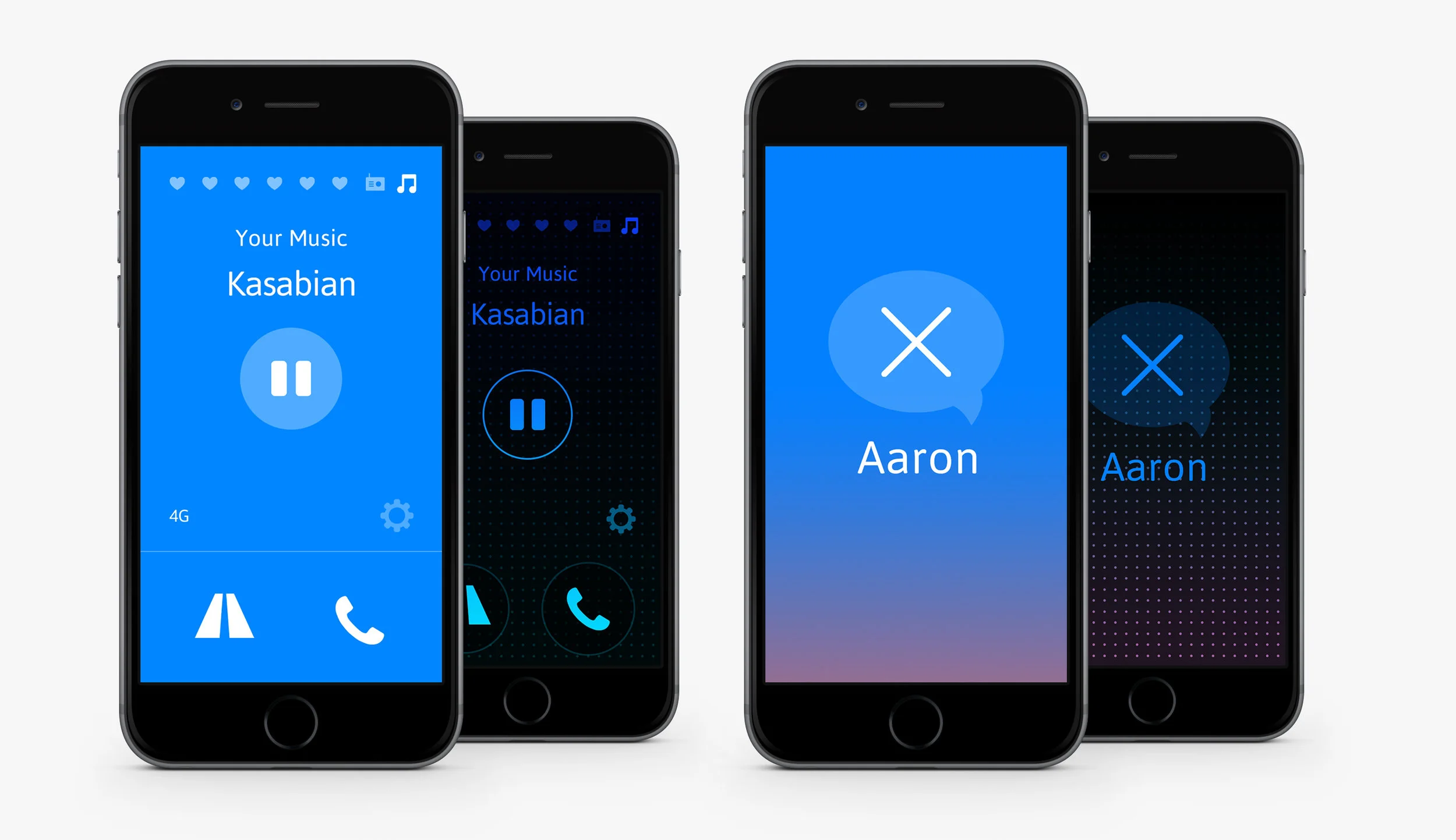 Our original designs for the Radioplayer Car app.