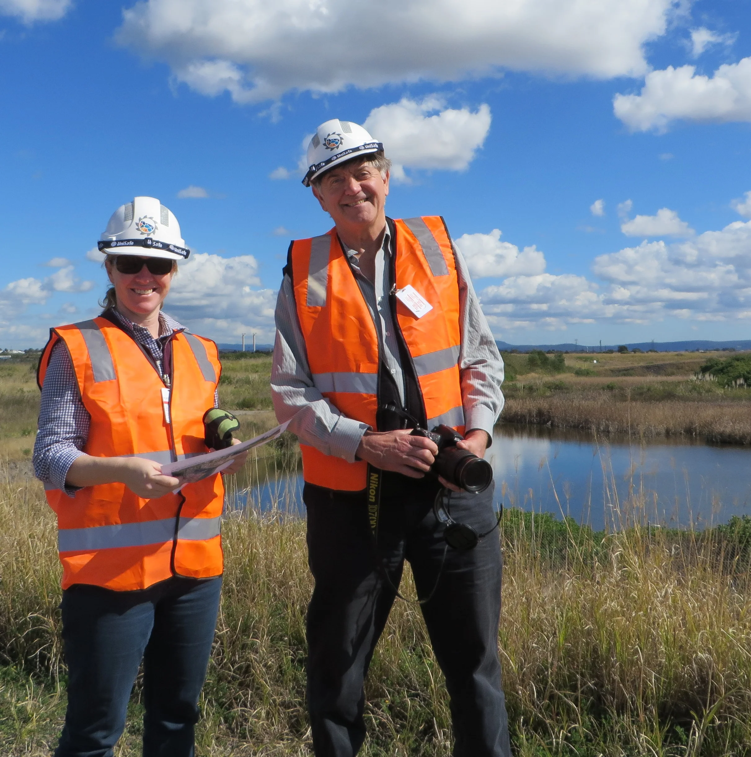 Inspecting frog ponds on Kooragang Island (Australia).