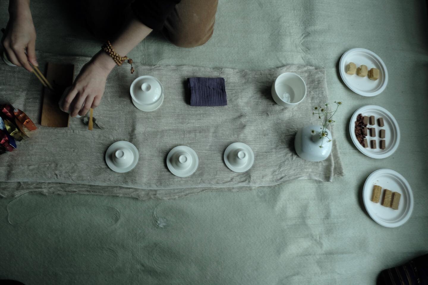 Simple tea ceremony in our unfinished tea house. 🌱  #teaceremony