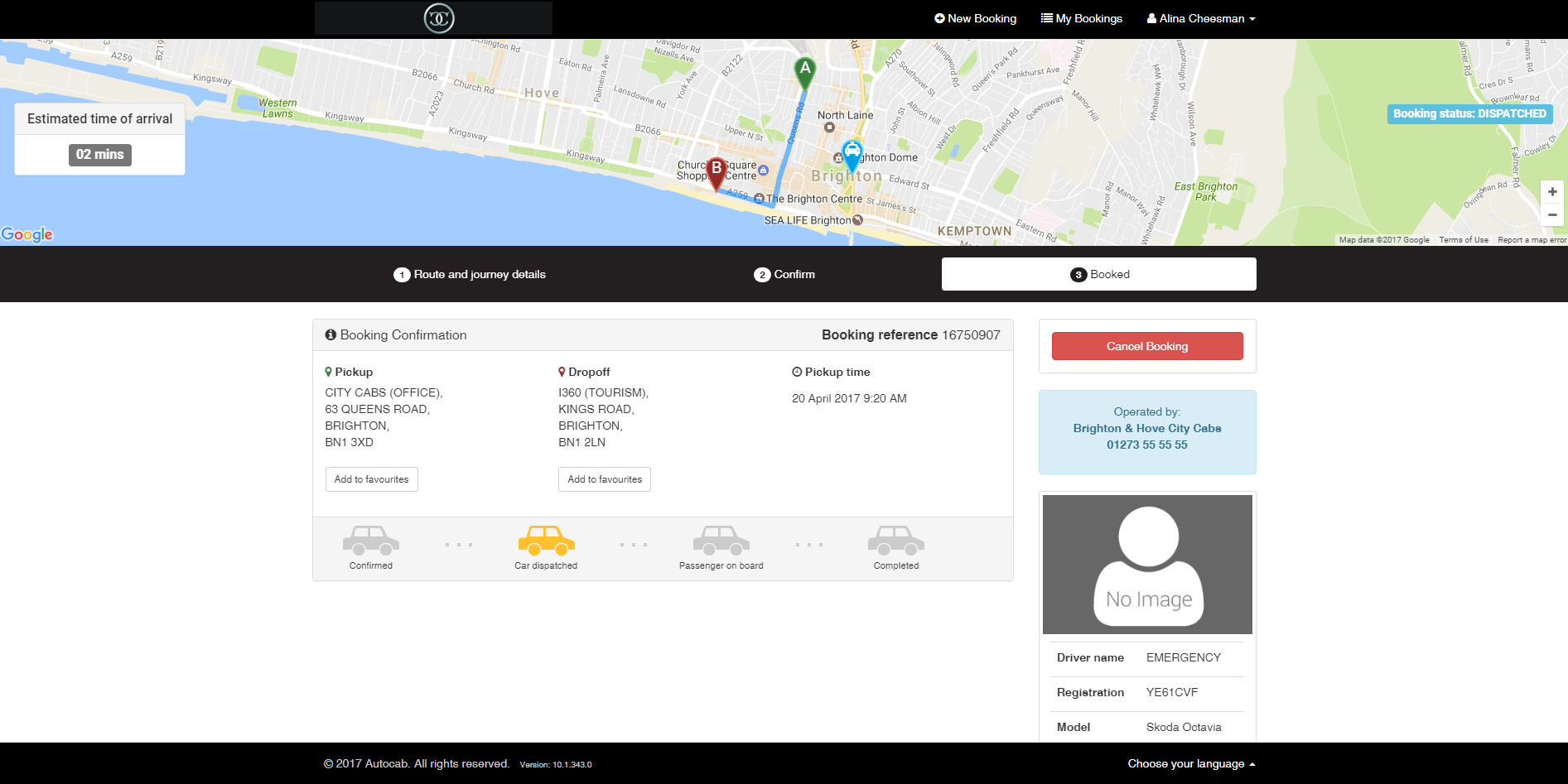 Car despatched & driver profile/ GPS live tracking on map