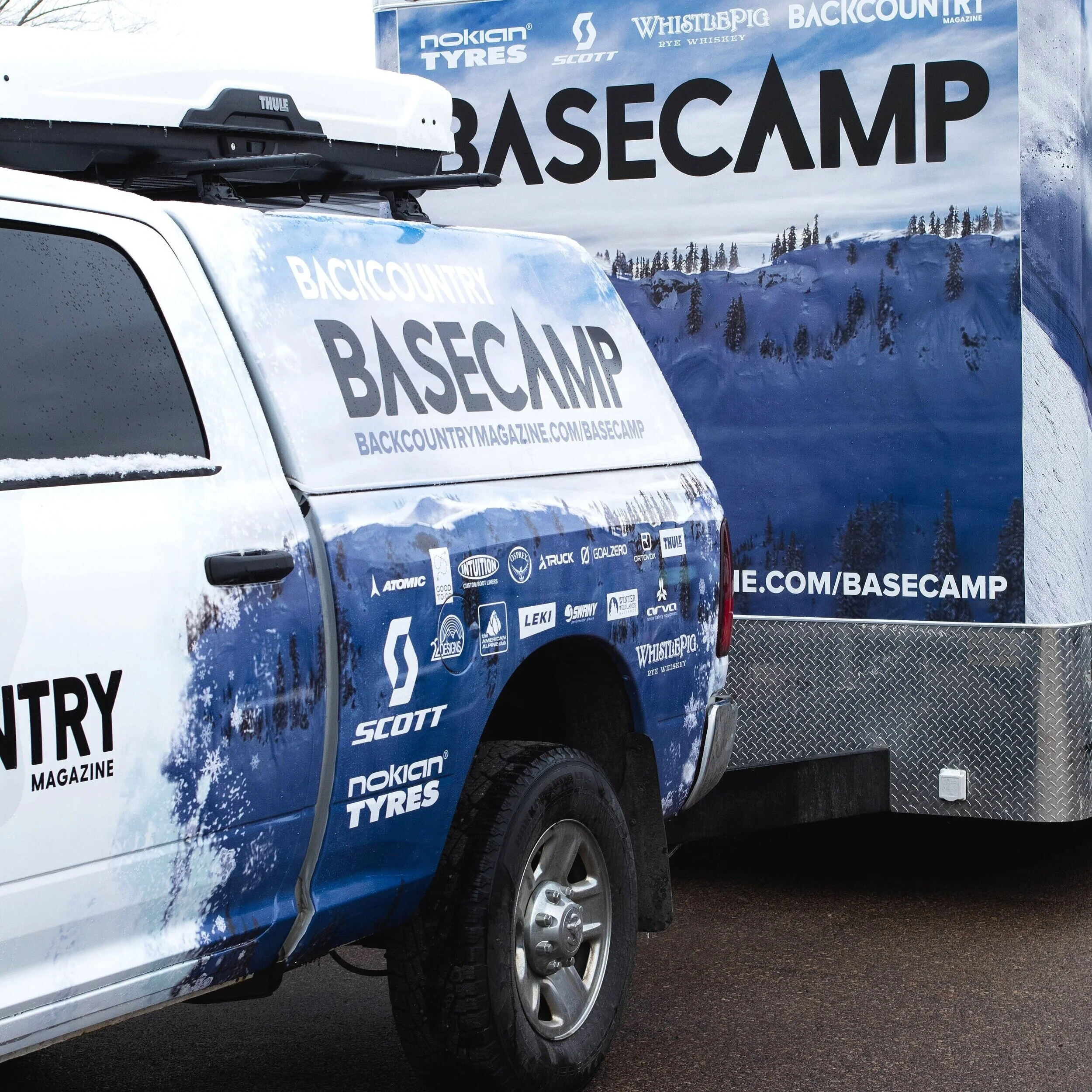 pickup truck with basecamp partial wrap