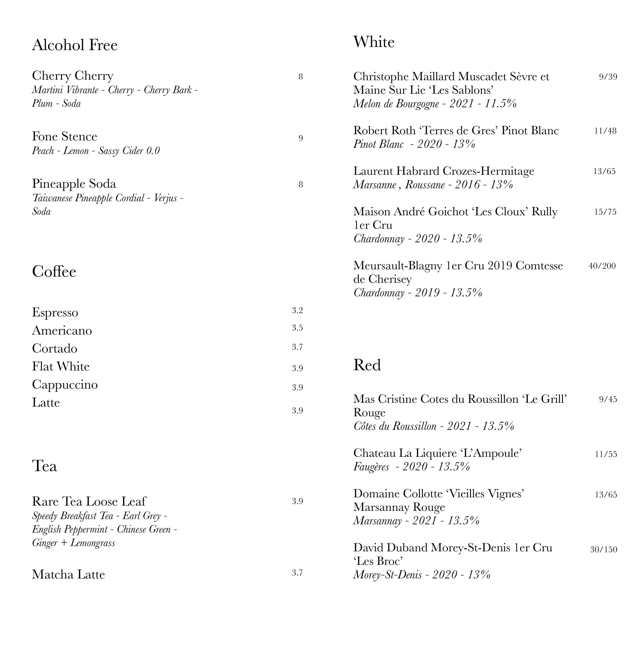 Soho Menu — THREE SHEETS BARS