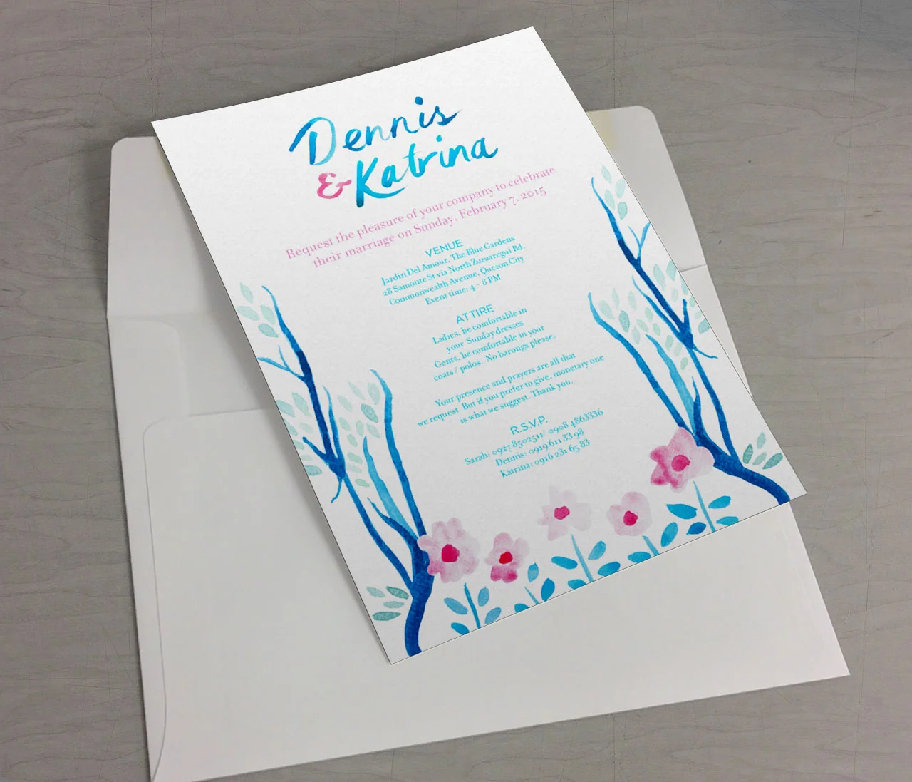 Wedding invites for a friend. 2015.