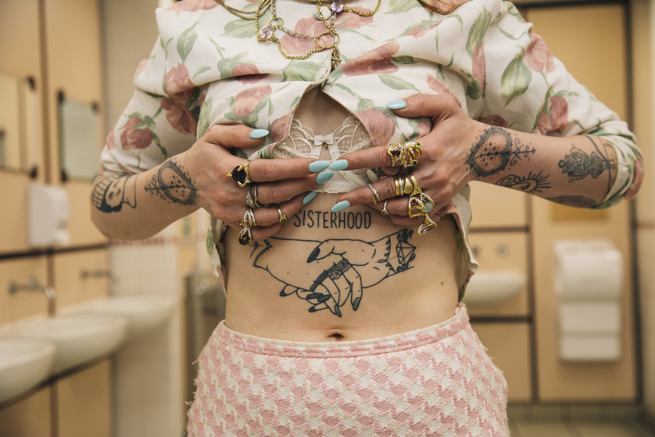 Tessa Metcalfe, spotted at Brighton Tattoo Convention, tattoo by Emily Malice. Photo by Heather Shuker