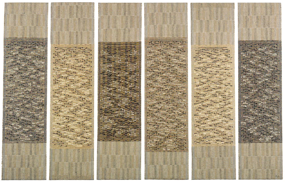 Anni Albers, Six Prayers , 1966–1967. Cotton/linen, bast/silver, Lurex. 1861 x 2972 mm. The Jewish Museum, New York, Gift of the Albert A. List Family, JM © 2018 The Josef and Anni Albers Foundation / Artists Rights Society (ARS), New York/DACS, London
