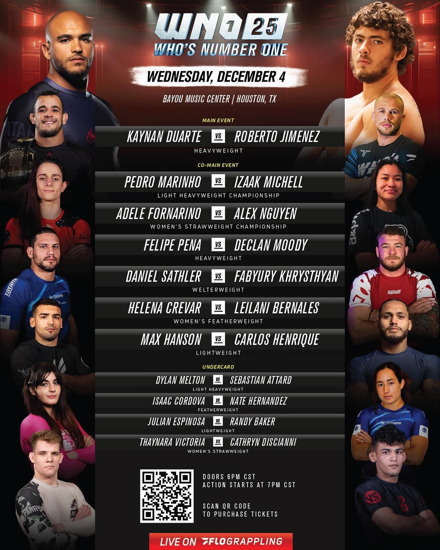 WNO 25 is coming to Houston on December 4 at the Bayou Music Center! Don&rsquo;t miss the action &ndash; Let&rsquo;s go together!  @flograppling
