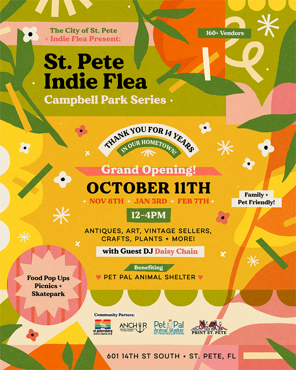  Sunday, October 11th, 2026 — 12pm - 4pm    Campbell Park • 601 14th St. S., St. Petersburg, FL 33705 