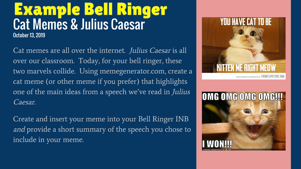 An example of one of my crazy bell ringer ideas..
