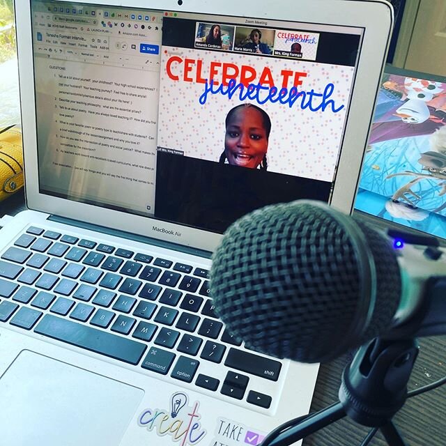 We. Adore. @love.tanesha ❤️🤩 Okay come on and look at how stunning this girl is with her #juneteenth Zoom backdrop!! 😍 Marie @thecaffeinatedclass and I have the absolute pleasure of interviewing Tanesha today on the @bravenewteaching podcast!! We t