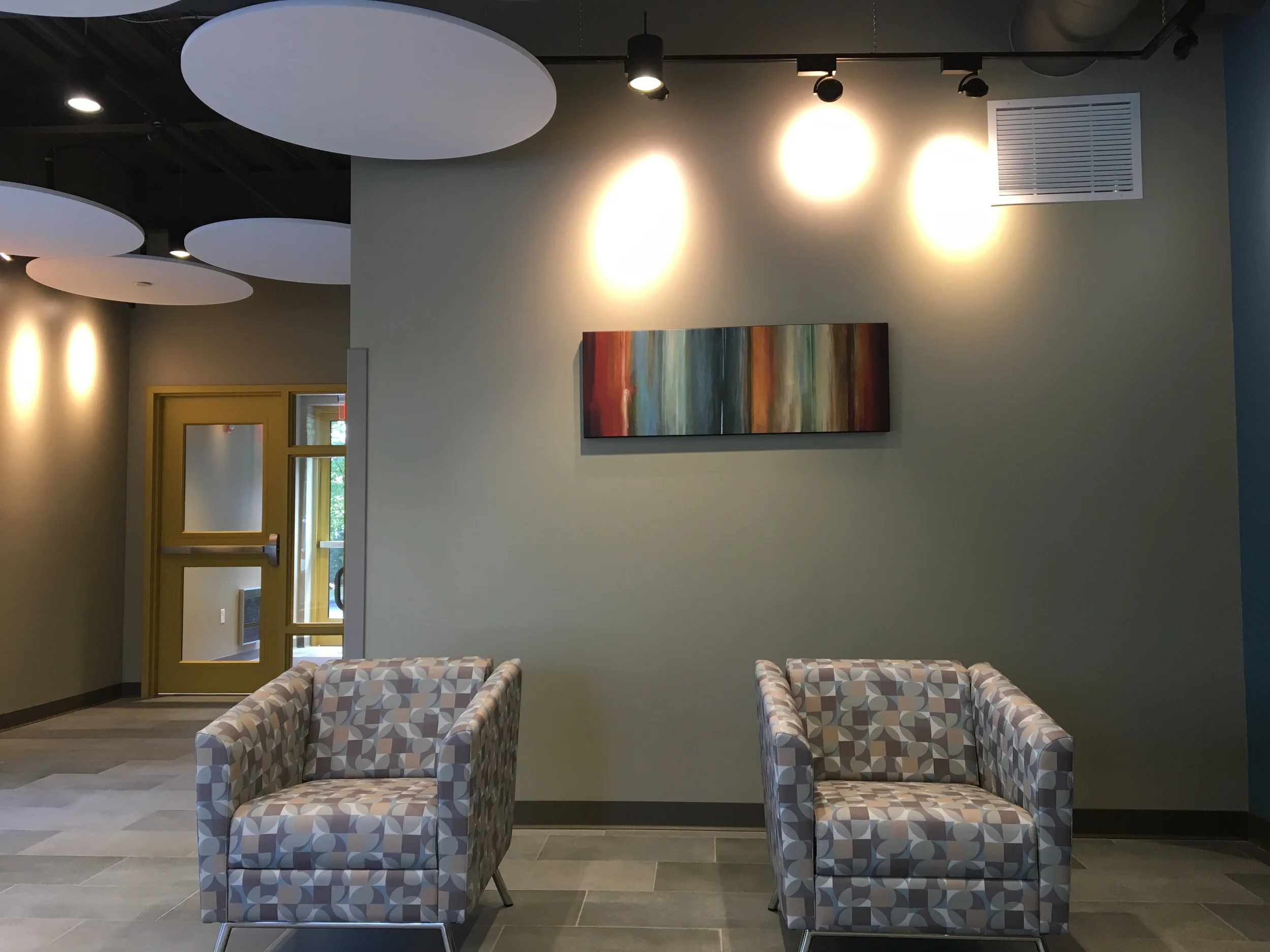 WIND Linear Armchairs in Banister Matter Grade 12 Vinyl under Flow II