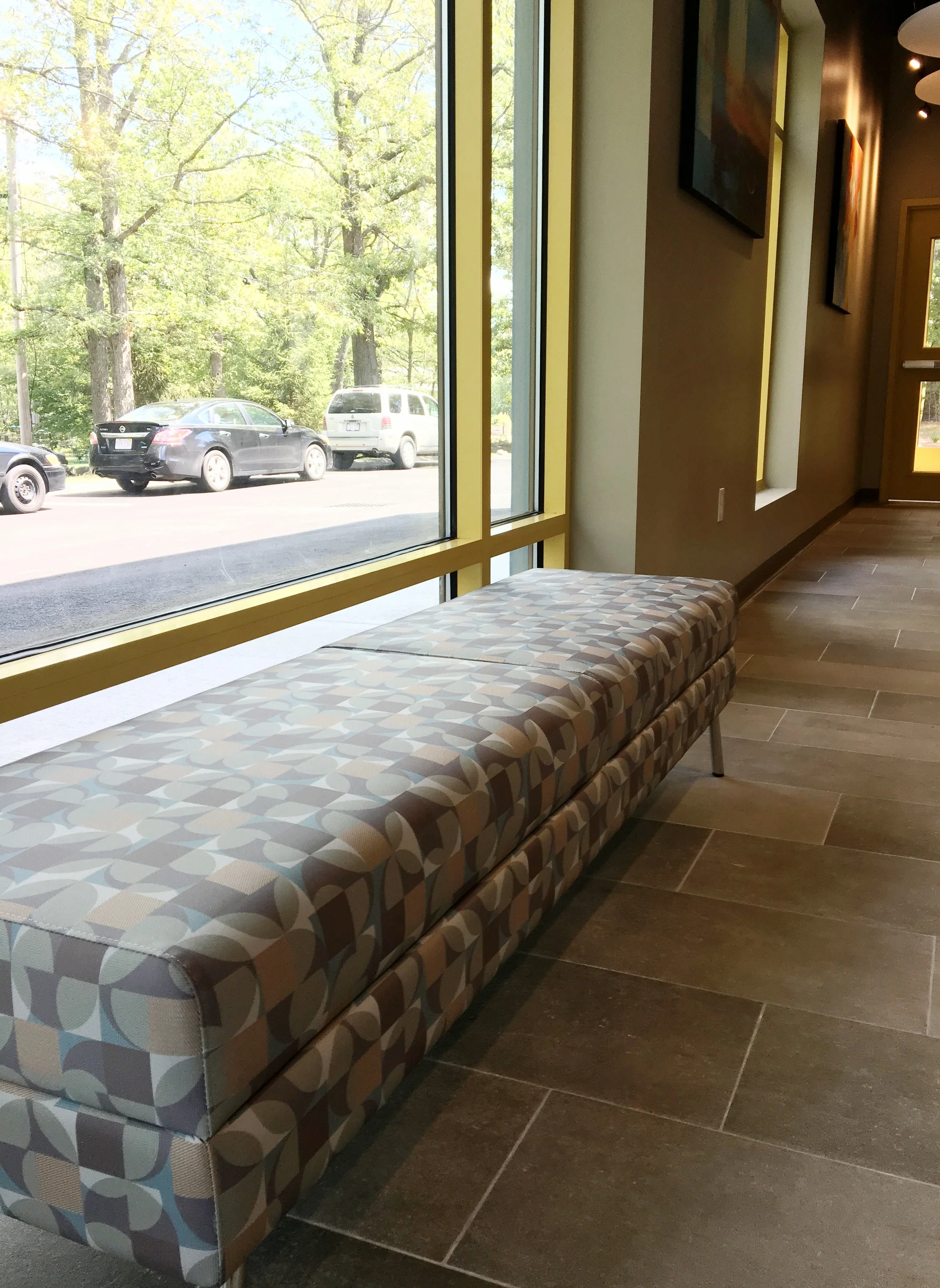 WIND Linear 2 Seat Bench with Banister Matter Grade 12 Vinyl Fabric