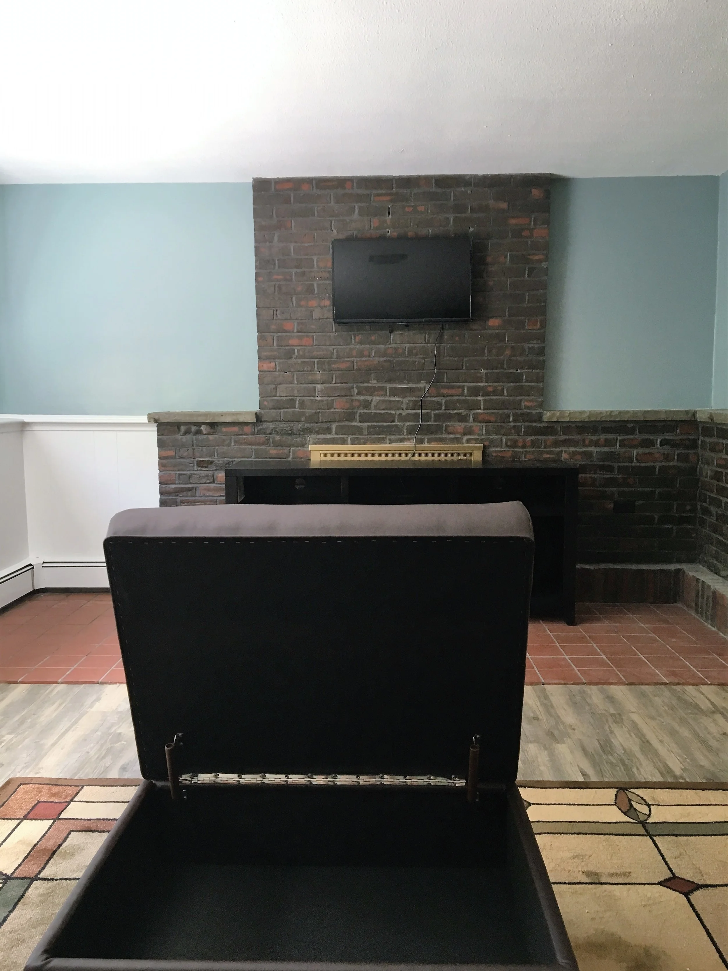 Connections Storage Ottoman in Apex Walnut